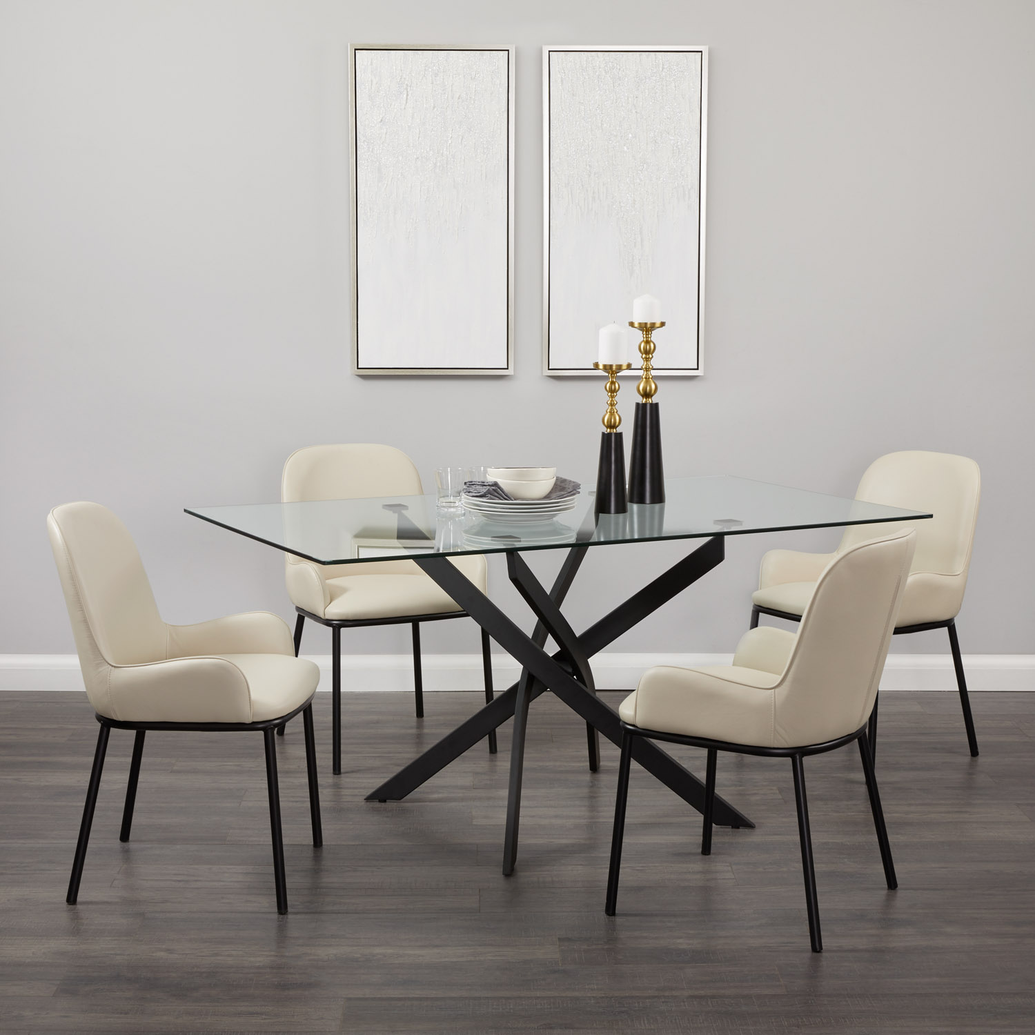 Bennett Dining Chair: Taupe Leatherette
